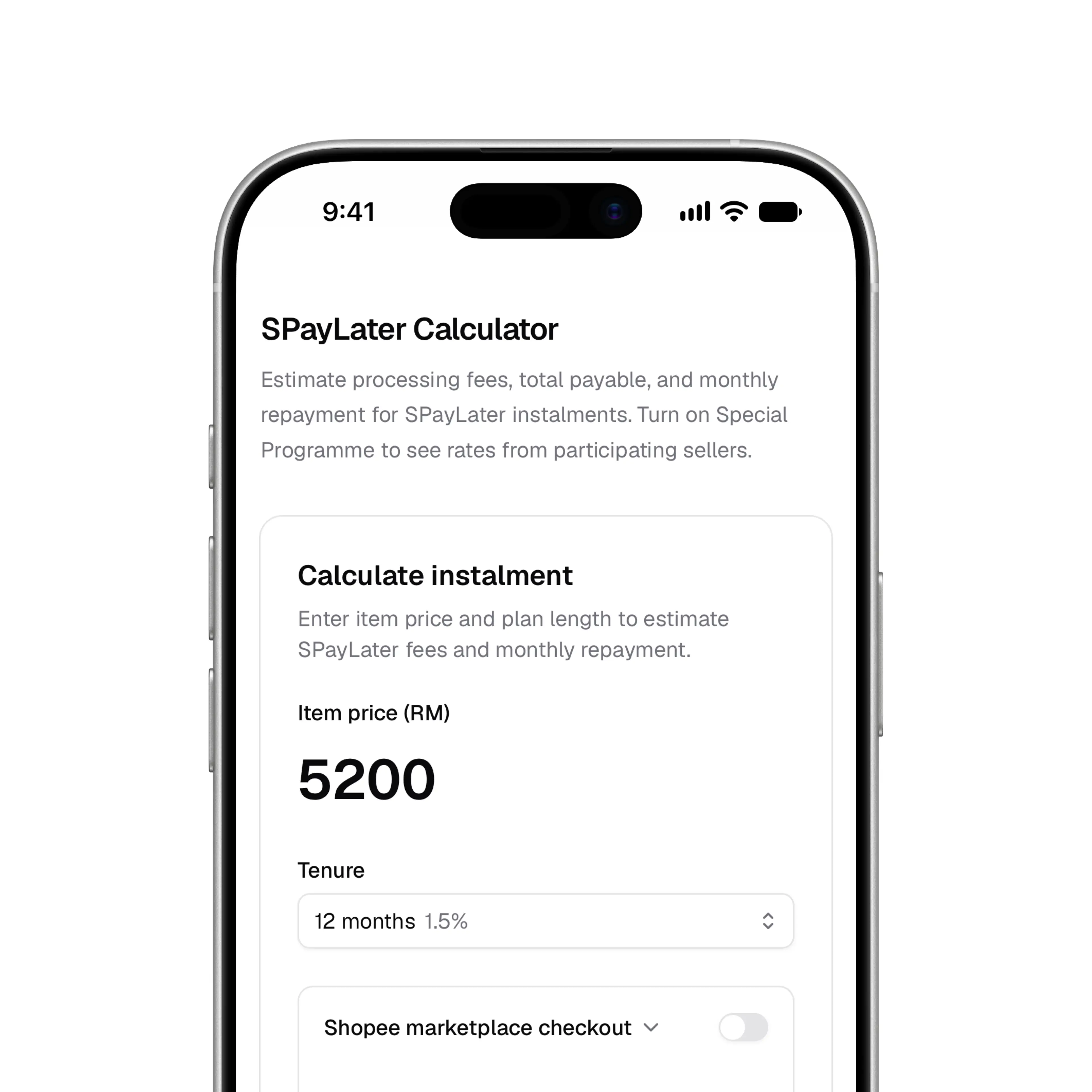 SPayLater Calculator preview